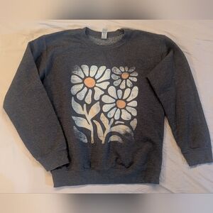 Floral Graphic Gray Sweatshirt